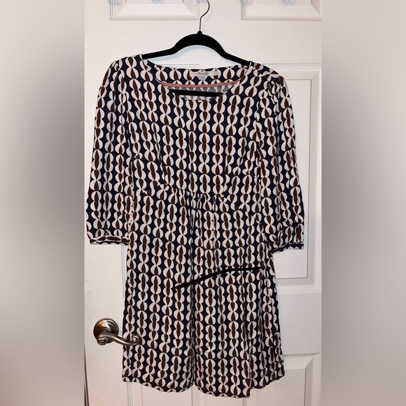 Boden 3/4 Length Sleeve Crew Neck Geometric Dress - Picture 1 of 3